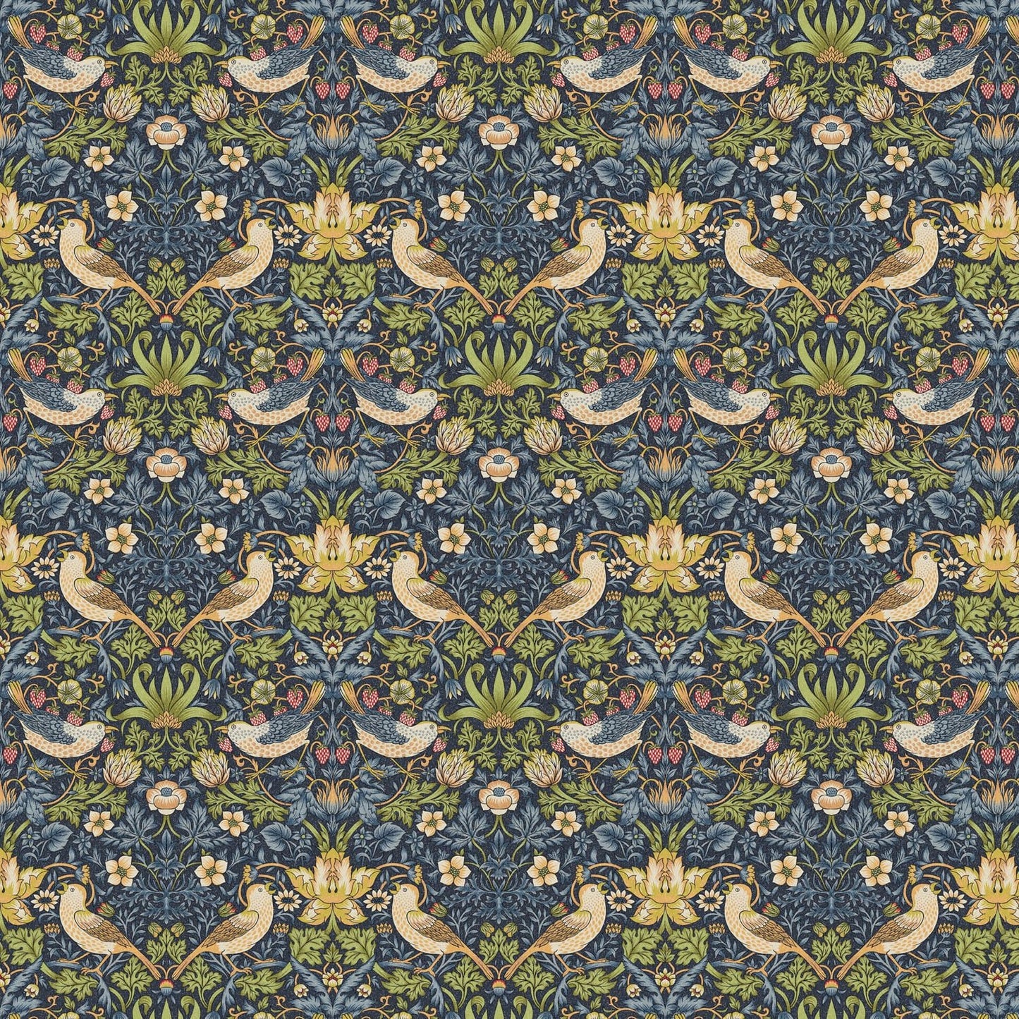 William Morris Strawberry Thief Navy Blue Tablecloth , Floral Birds Tablecloth , Round Tablecloth , Square Tablecloth , Tablecloth UK