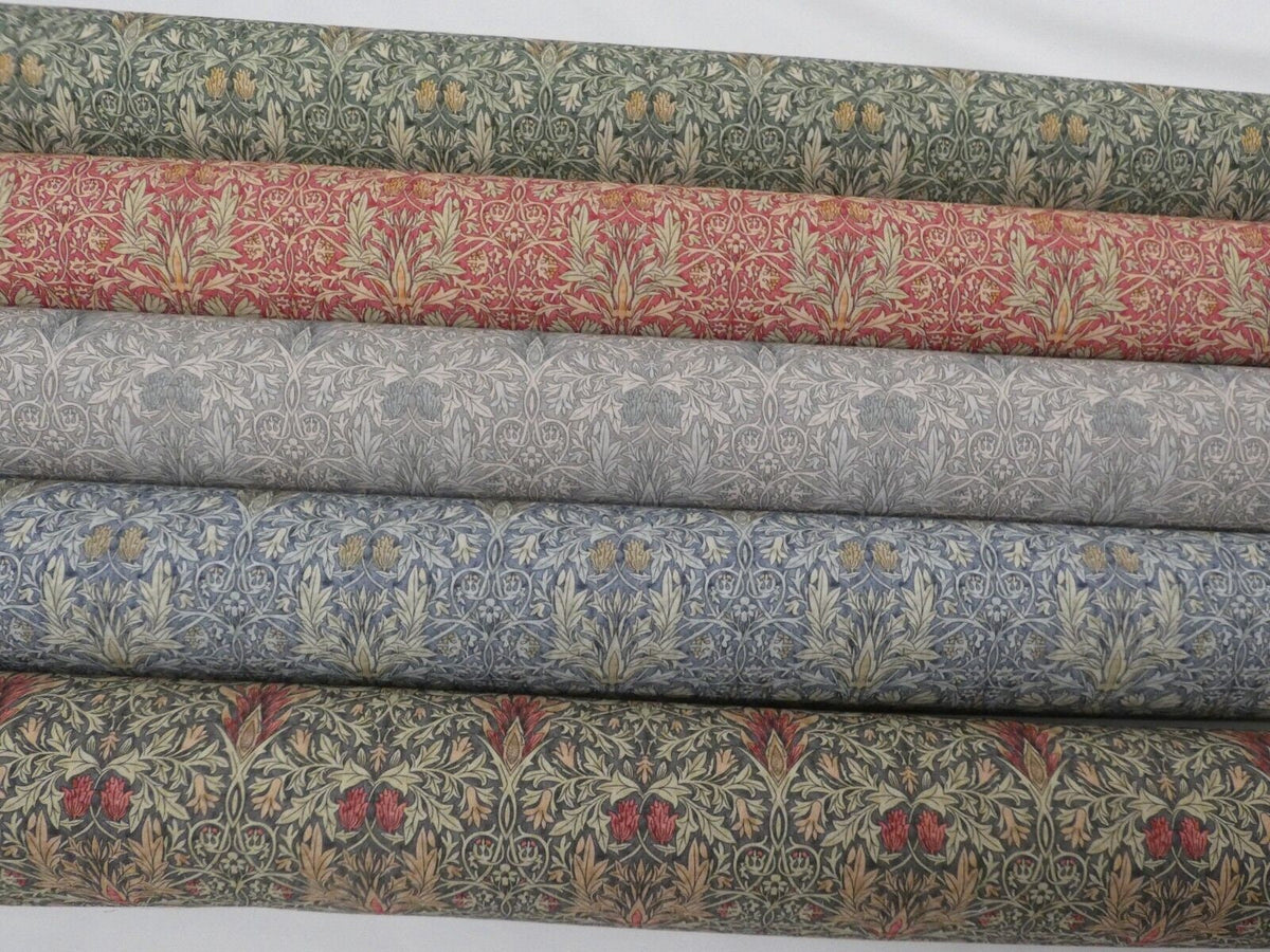 William Morris Snakeshead Tablecloth: Wine Red Floral Print, Handmade Cotton