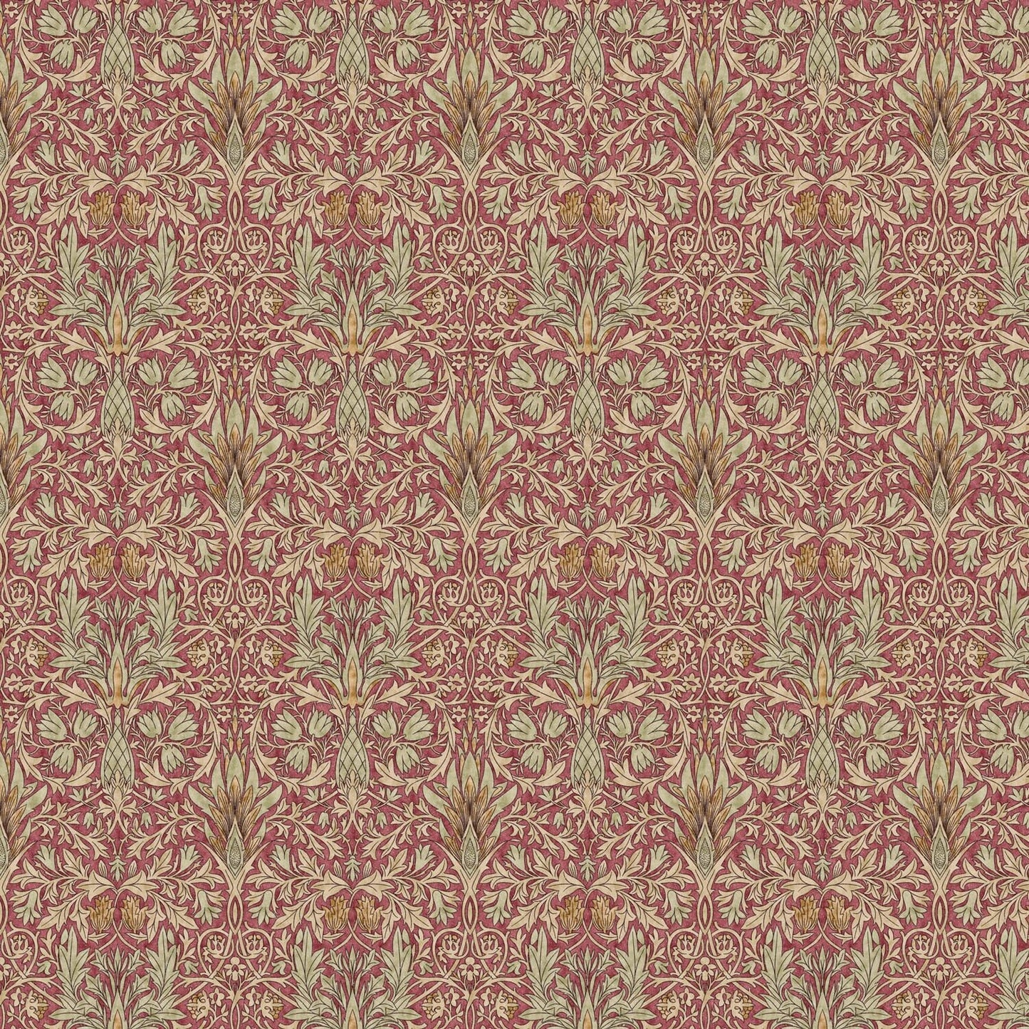 William Morris Snakeshead Tablecloth: Wine Red Floral Print, Handmade Cotton