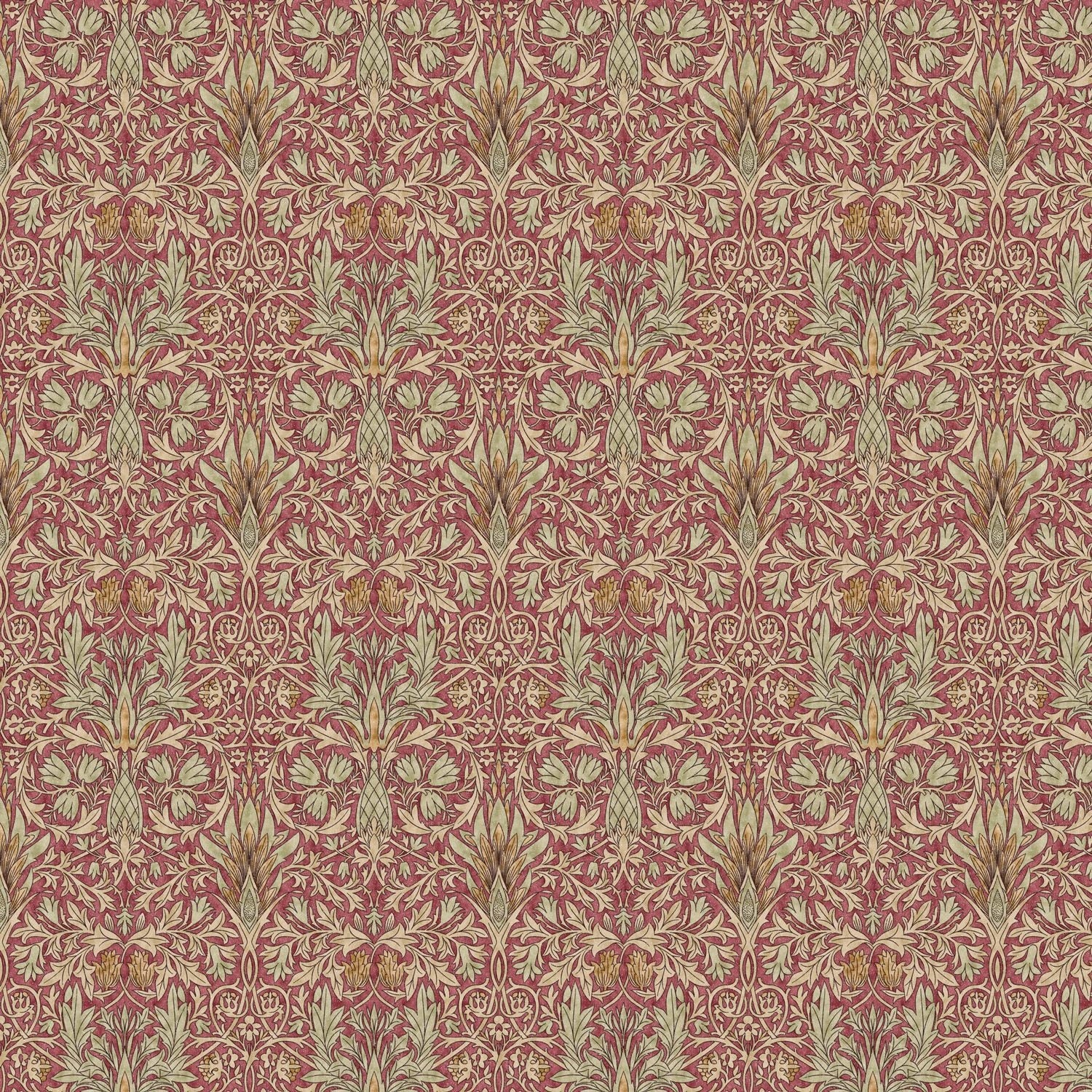 William Morris Snakeshead Tablecloth: Wine Red Floral Print, Handmade Cotton