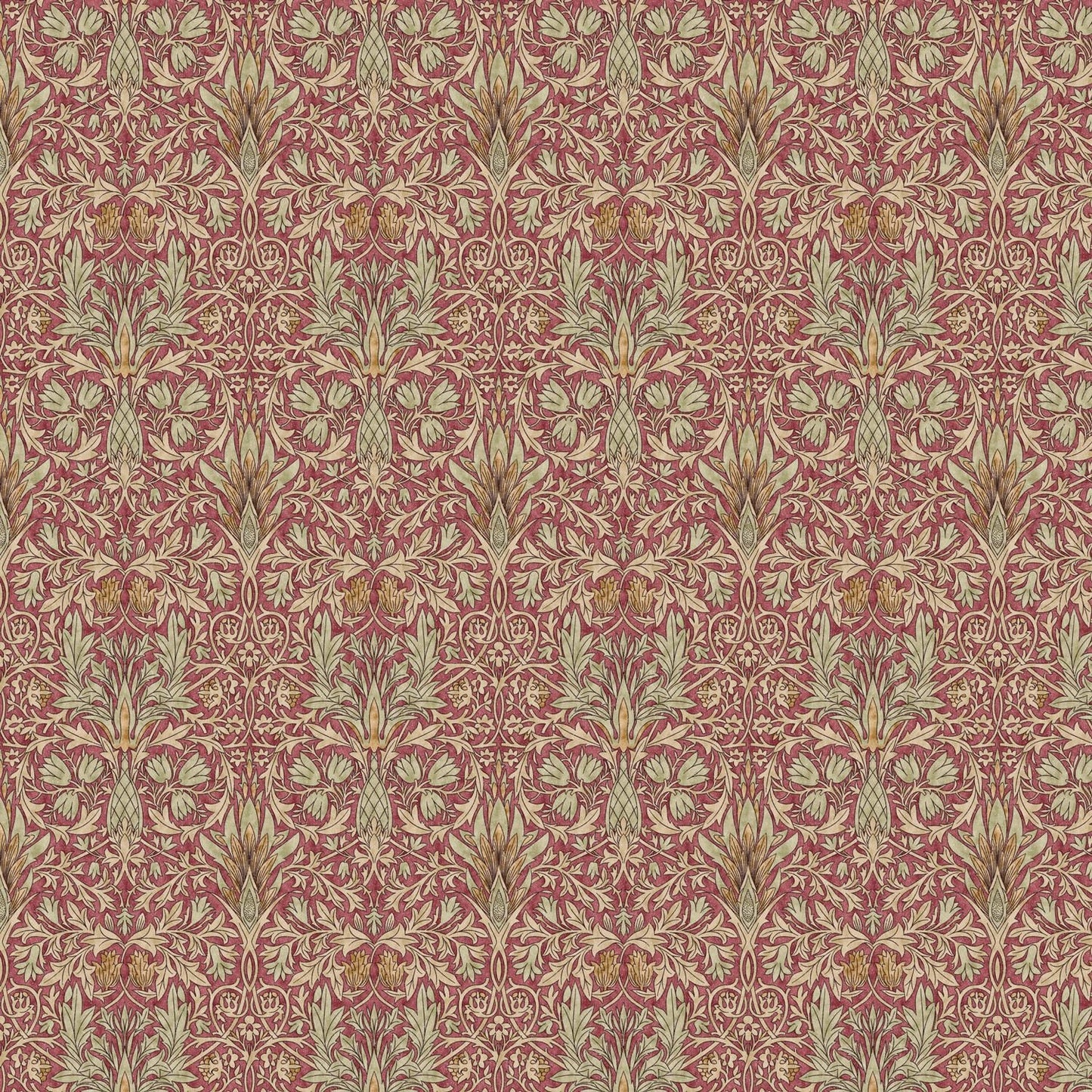 William Morris Snakeshead Tablecloth: Wine Red Floral Print, Handmade Cotton