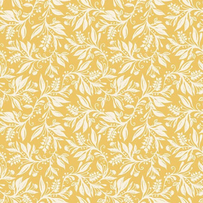 Floral Leaves Oxford Cotton Tablecloth , Ochre Yellow , Oval Round Rectangle