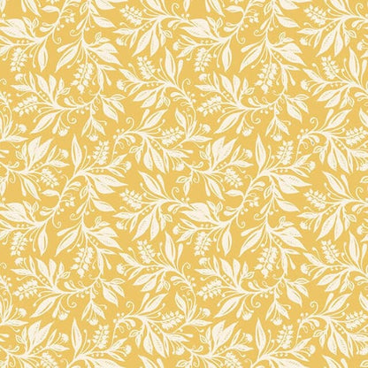 Floral Leaves Oxford Cotton Tablecloth , Ochre Yellow , Oval Round Rectangle
