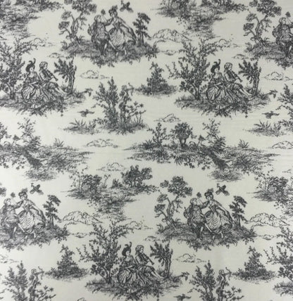 Vintage Black Toile De Jouy Tablecloth: French Country Cotton Blend