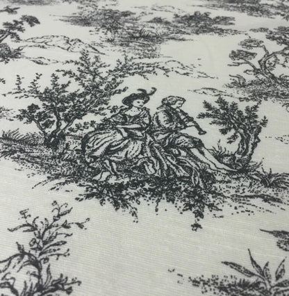 Vintage Black Toile De Jouy Tablecloth: French Country Cotton Blend