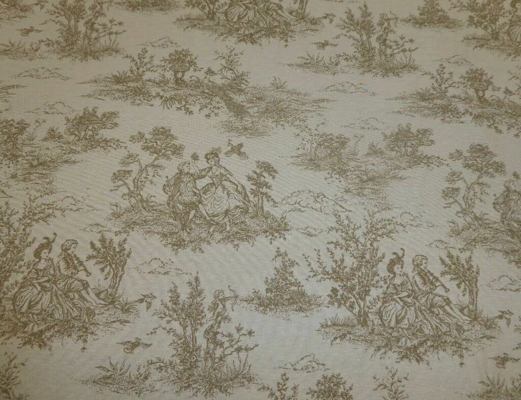 Beige Toile De Jouy French Country Style Tablecloth