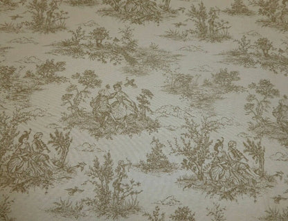 Beige Toile De Jouy French Country Style Tablecloth