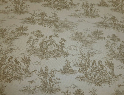 Beige Toile De Jouy French Country Style Tablecloth