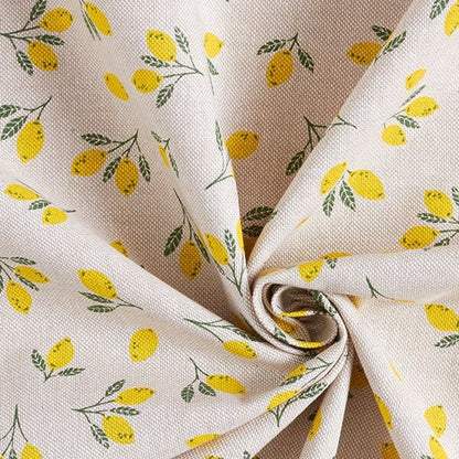 Lemons Tablecloth , Cotton Linen Look Round Oval Rectangle , Handmade UK