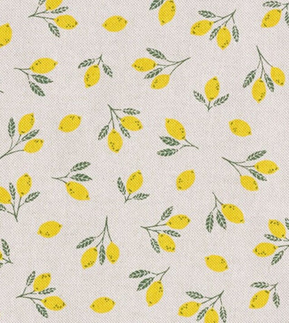 Lemons Tablecloth , Cotton Linen Look Round Oval Rectangle , Handmade UK