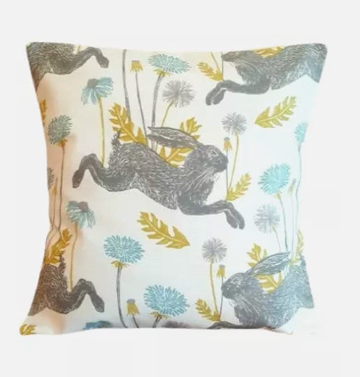 March Hare Rabbit Mineral Blue Easter Cushion Cover , Throw Pillow , Scatter Cushions , Cushion Cover UK
