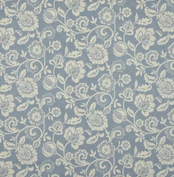 Eliza Tapestry Flowers Cushion Cover , Chambray Blue Throw Pillow , Handmade UK