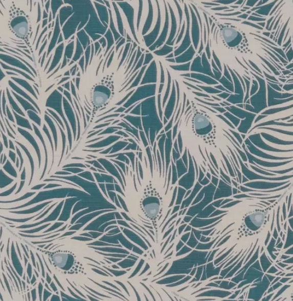 Peacock Feather Teal Cushion Cover, Handmade Cotton Throw Pillow