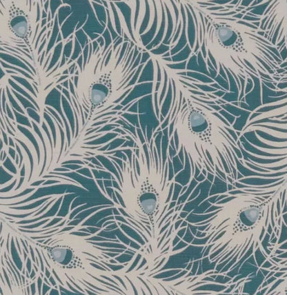 Peacock Feather Teal Cushion Cover, Handmade Cotton Throw Pillow