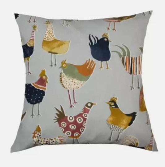 Harriet Colonial Blue Chicken Hens Cushion Cover , Throw Pillow , Scatter Cushions , Cushion Cover UK