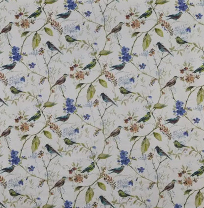 Birdsong Sapphire Blue Bird Floral Cushion Cover , Throw Pillow , Scatter Cushions , Cushion Cover UK
