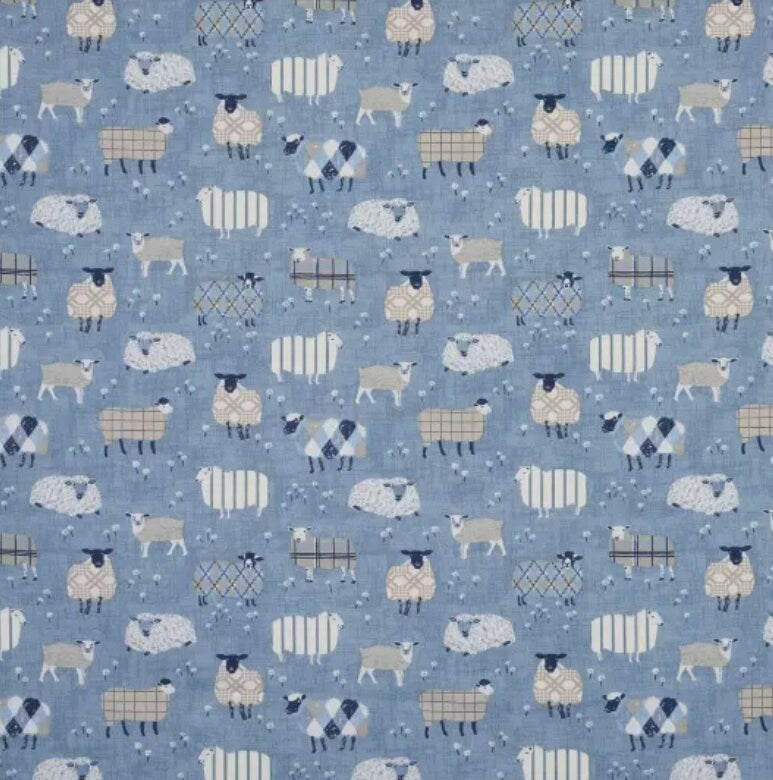 Denim Blue Sheep Cushion Cover, Handmade Cotton Throw Pillow