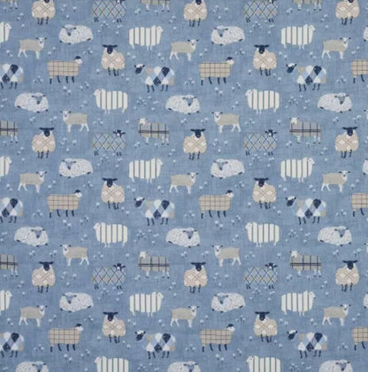 Denim Blue Sheep Cushion Cover, Handmade Cotton Throw Pillow