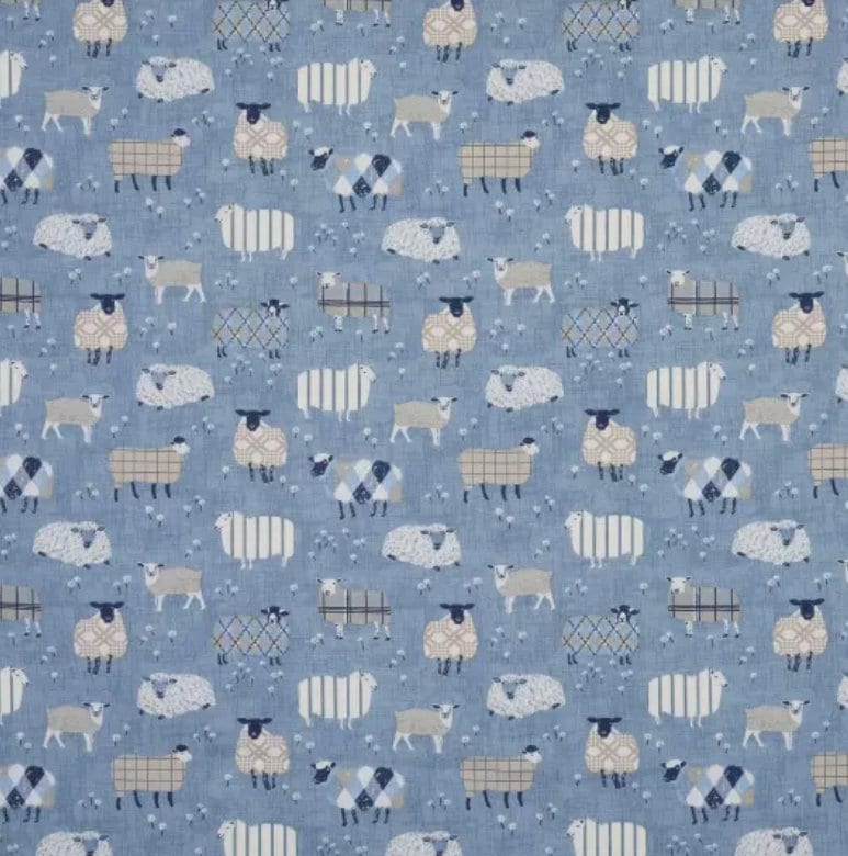 Denim Blue Sheep Cushion Cover, Handmade Cotton Throw Pillow