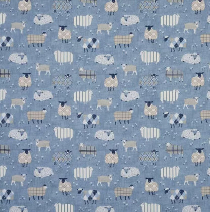 Denim Blue Sheep Cushion Cover, Handmade Cotton Throw Pillow