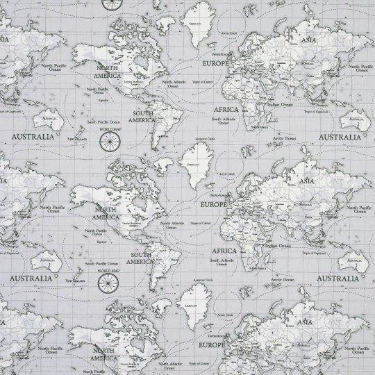 World Atlas Map Grey Tablecloth , Round Tablecloth , Square Tablecloth , Rectangle Square Tablecloth UK
