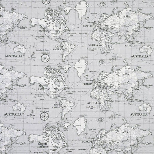 World Atlas Map Grey Tablecloth , Round Tablecloth , Square Tablecloth , Rectangle Square Tablecloth UK