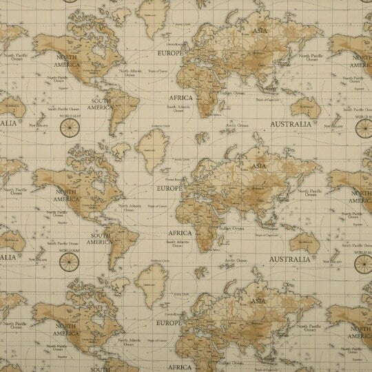 World Atlas Map Beige Brown Tablecloth , Round Tablecloth , Square Tablecloth , Rectangle Square Tablecloth UK