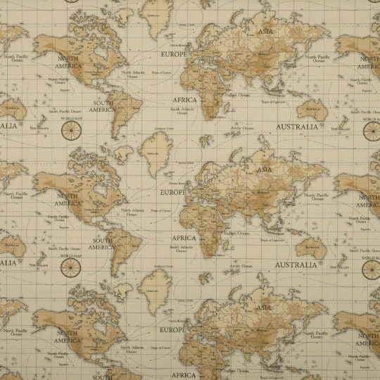 World Atlas Map Beige Brown Tablecloth , Round Tablecloth , Square Tablecloth , Rectangle Square Tablecloth UK