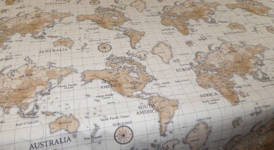 World Atlas Map Beige Brown Tablecloth , Round Tablecloth , Square Tablecloth , Rectangle Square Tablecloth UK