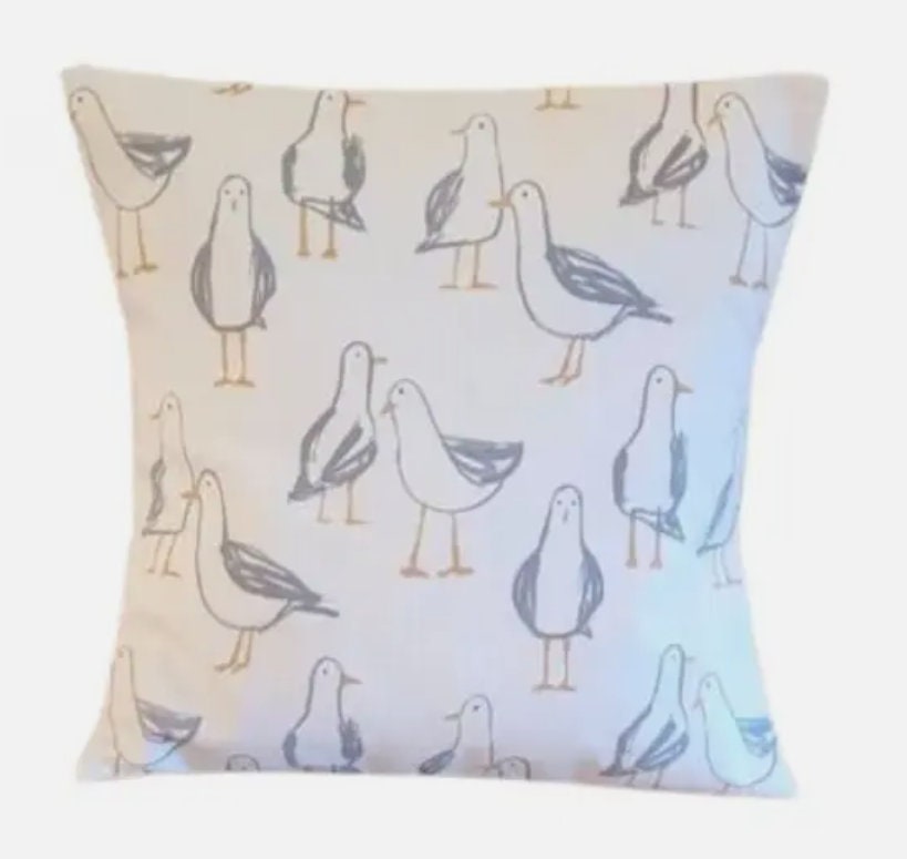 Seagull Laridae Nautical Marine Seaside Natural White Cushion Cover , Throw Pillow , Scatter Cushions , Cushion Cover UK