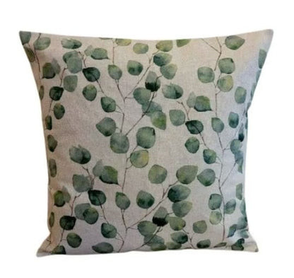 Eucalyptus Trail Beige Green Tree Leaf Linen Look Cushion Cover , Throw Pillow , Scatter Cushions , Cushion Cover UK