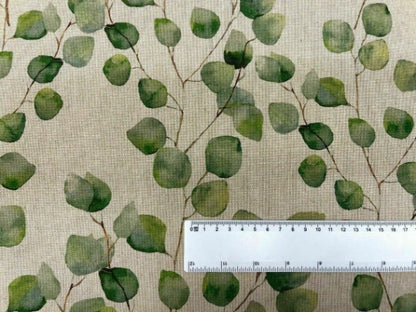 Eucalyptus Trail Beige Green Tree Leaf Linen Look Cushion Cover , Throw Pillow , Scatter Cushions , Cushion Cover UK
