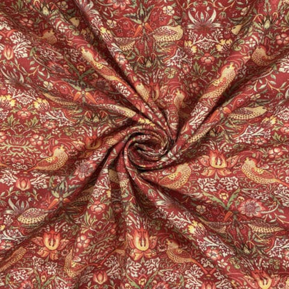 William Morris Strawberry Thief Crimson Red Tablecloth , Rectangle Tablecloth , Christmas Tablecloth , Round Tablecloth , Oval Tablecloth