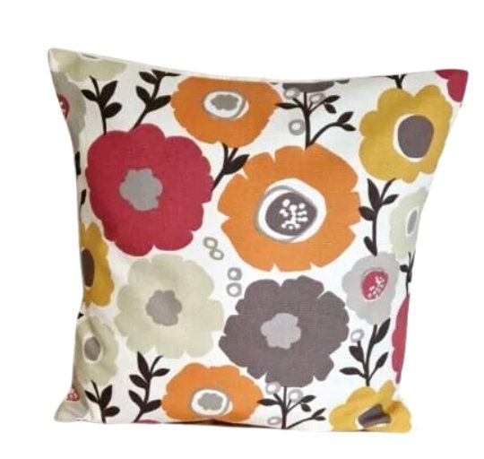 Mimi Auburn Scandi Floral Orange Cushion Cover , Throw Pillow , Scatter Cushions , Cushion Cover UK