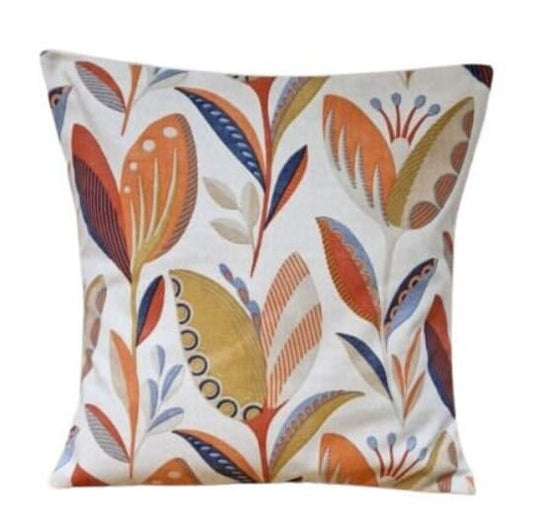 Leon Burnt Orange Floral Cushion Cover , Throw Pillow , Scatter Cushions , Cushion Cover UK