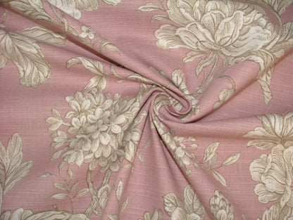 Aquitaine Rose Tablecloth, Pink Floral 100% Cotton, Handmade UK