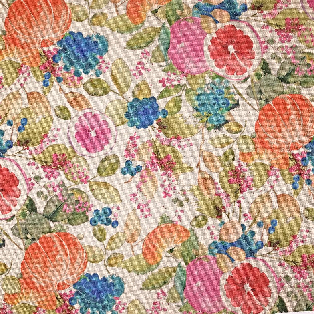 Fruits Print Natural Tablecloth , Round Oval Rectange Table cloth , Handmade in UK