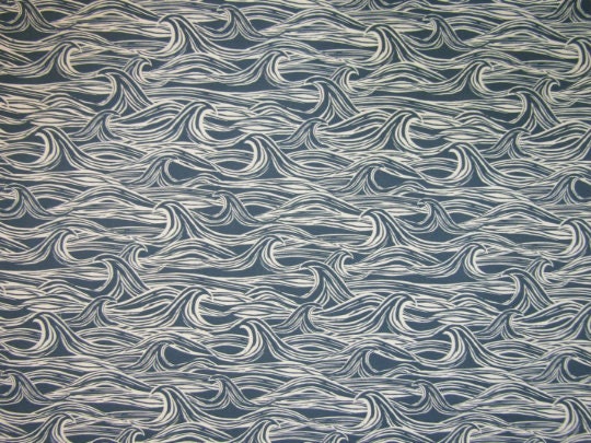 Handmade Ocean Waves Cushion Cover, Nautical Navy Blue Throw Pillow
