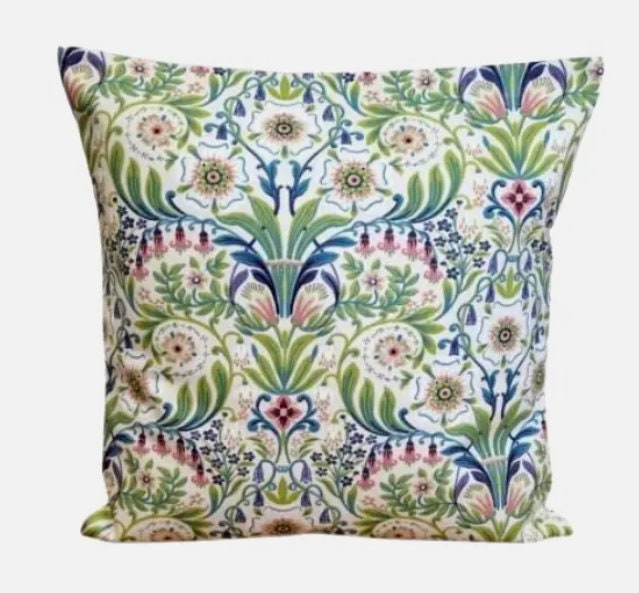 William Morris Style Cushion Cover, Arts Crafts Floral Throw Pillow