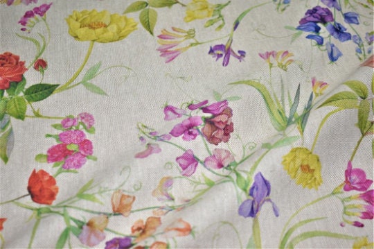 Round Soft Pastel Floral Tablecloth , Floral Flowers Blossom Table Cloth , Round Oval Rectangle . Handmade UK