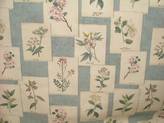 Herbs Floral Chambray Blue Tablecloth , Herbs Tablecloth , Tablecloth UK , Oval Tablecloth , Round tablecloth