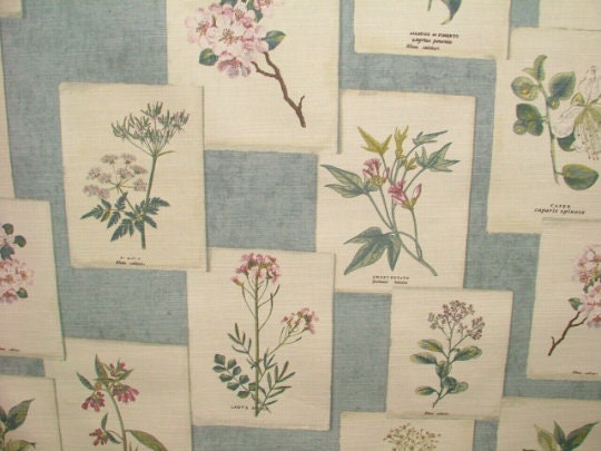 Herbs Floral Chambray Blue Tablecloth , Herbs Tablecloth , Tablecloth UK , Oval Tablecloth , Round tablecloth