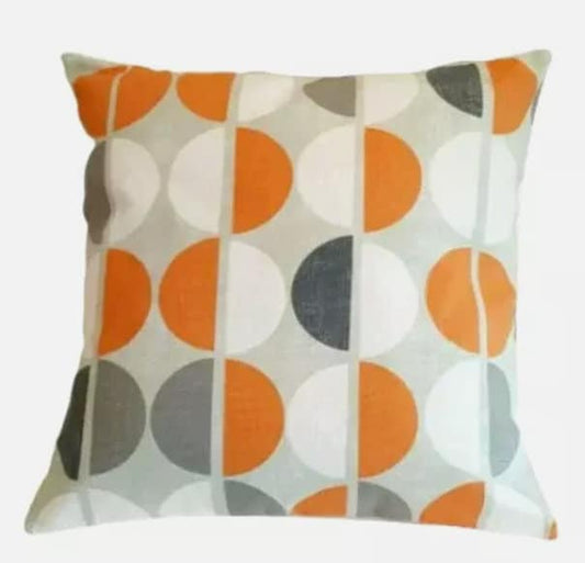 Mango Orange Geometric Cotton Cushion Cover, Handmade in UK