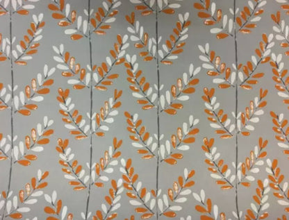 Scandi Sprig Leaf Tangerine Orange Grey Cushion Cover , Throw Pillow , Scatter Cushions , Cushion Cover UK