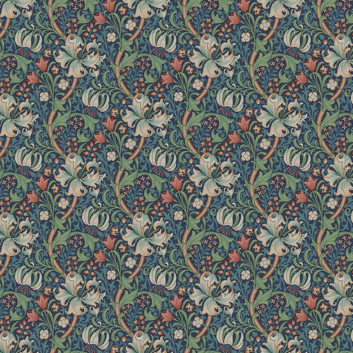 William Morris Golden Lily Tablecloth, Handmade Floral Cotton Tablecloth, UK Made