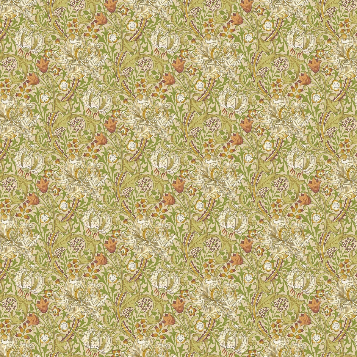 William Morris Golden Lily Tablecloth, Handmade Floral Cotton Tablecloth, UK Made
