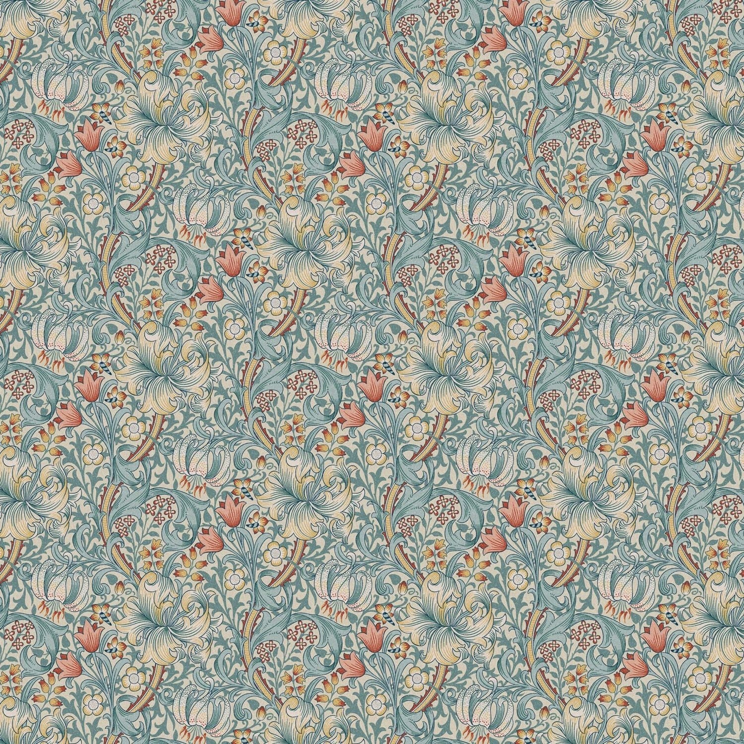 William Morris Golden Lily Tourmaline Tablecloth , Floral Tablecloth , Round Tablecloth , Square Tablecloth , Tablecloth UK