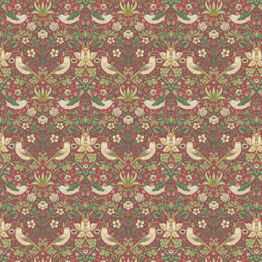 William Morris Tablecloth Strawberry Thief Crimson Red , Floral Birds Tablecloth , Round Tablecloth , Square Tablecloth , Tablecloth UK