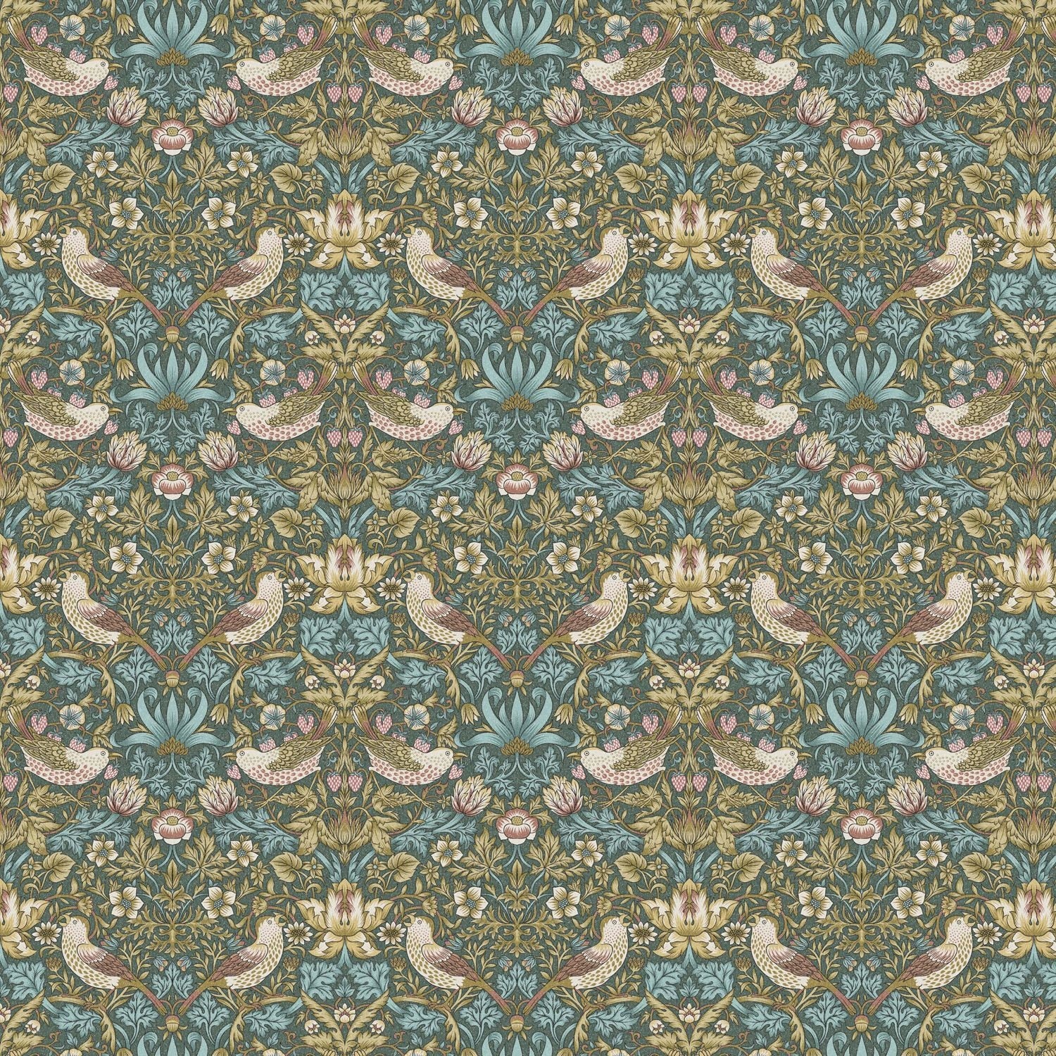 Round William Morris Tablecloth Strawberry Thief Navy , Floral Birds Tablecloth , Round Tablecloth , Square Tablecloth , Tablecloth UK