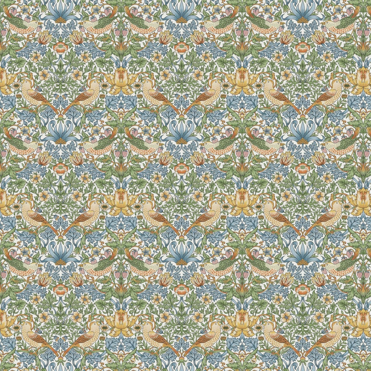 Round William Morris Tablecloth Strawberry Thief Navy , Floral Birds Tablecloth , Round Tablecloth , Square Tablecloth , Tablecloth UK